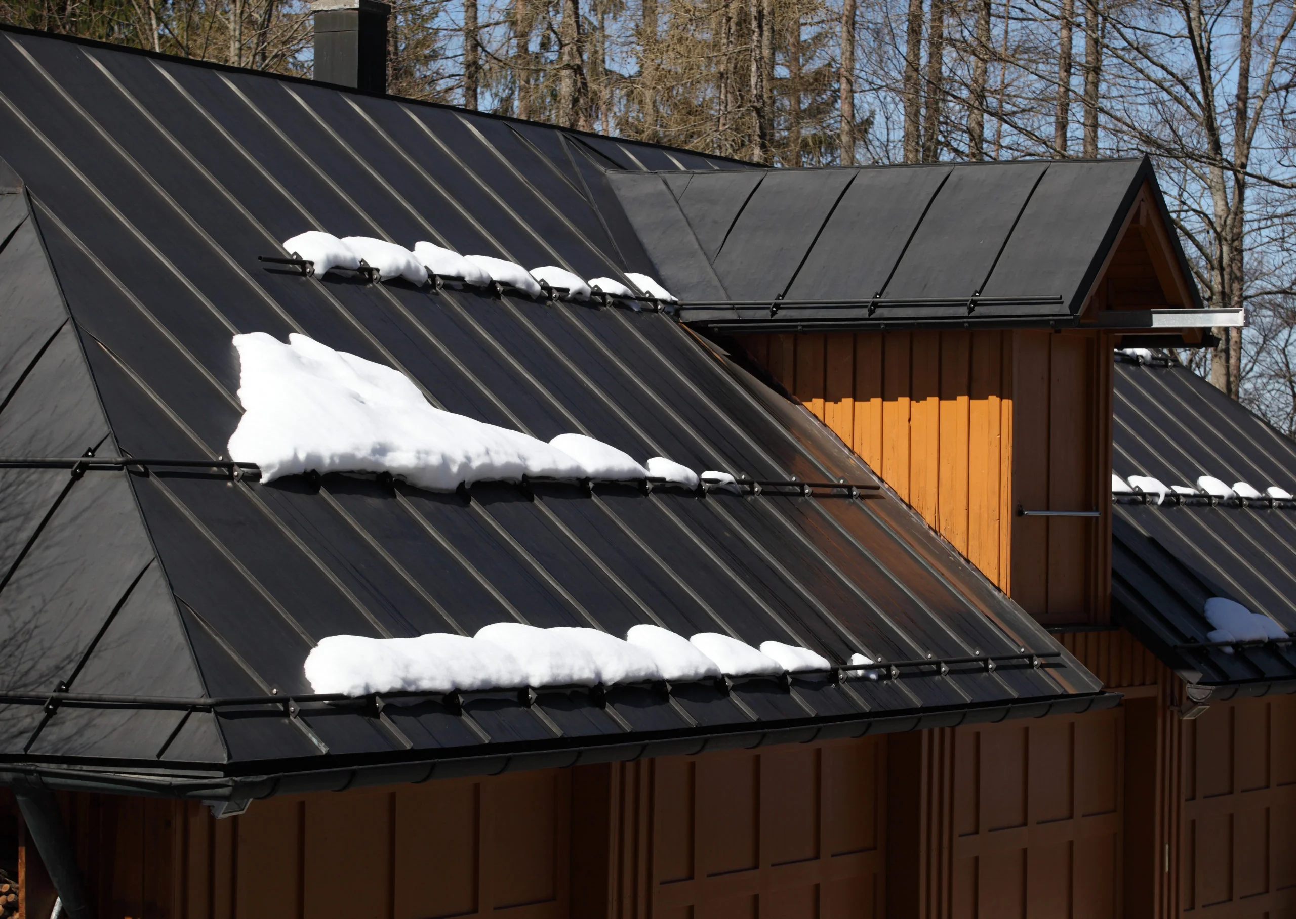 Metal roof with snow